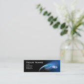 Carte De Visite Mini MONOGRAMME D'OISEAU CLAIR Vibrant bleu noir (Debout devant)