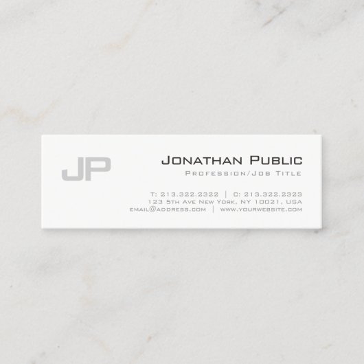 Carte De Visite Mini Monogramme Élégant Design Moderne Simple Simple (Devant)