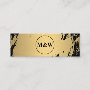 Carte De Visite Mini Monogramme Elegant Faux Gold Grunge