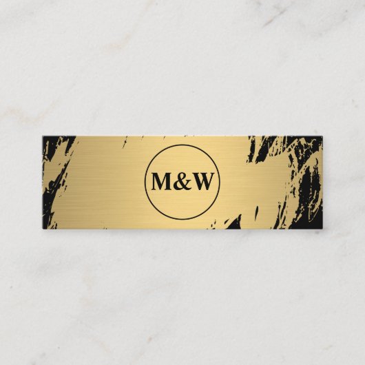 Carte De Visite Mini Monogramme Elegant Faux Gold Grunge (Devant)