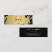 Carte De Visite Mini Monogramme Elegant Faux Gold Grunge (Devant / Derrière)