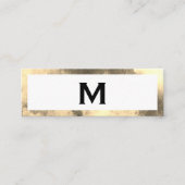 Carte De Visite Mini Monogramme Elegant Faux Golden Border (Devant)