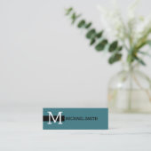 Carte De Visite Mini Monogramme Elegant Moderne Ming & Noir (Debout devant)