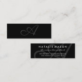 Carte De Visite Mini Monogramme élégant / Noir (Exécutif) (Devant / Derrière)