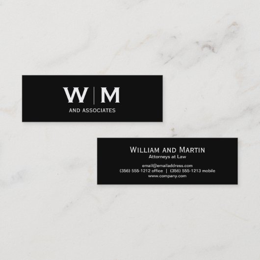 Carte De Visite Mini Monogramme | Exécutif (Devant / Derrière)