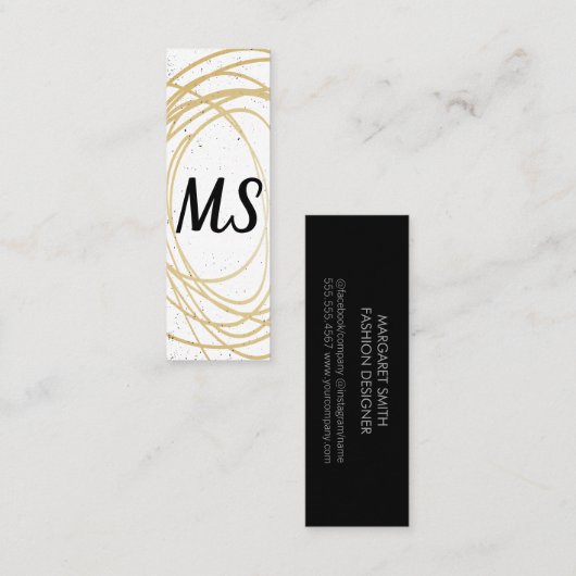 Carte De Visite Mini Monogramme / Expressif (Devant / Derrière)