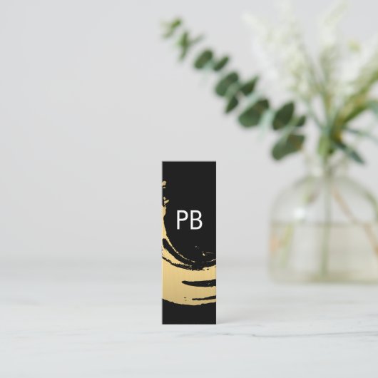 Carte De Visite Mini Monogramme Faux Gold brossé (Debout devant)