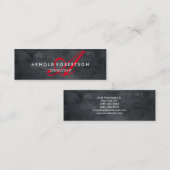 Carte De Visite Mini Monogramme mince moderne Arrière - plan gris tenda (Devant / Derrière)