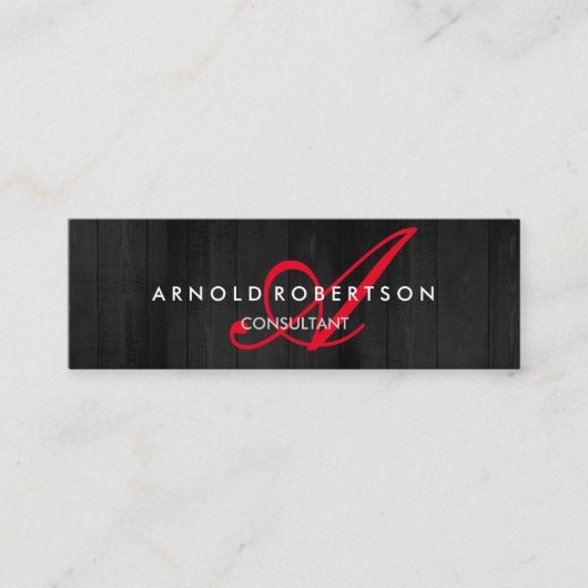 Carte De Visite Mini Monogramme mince moderne Plancher tendance Gris cl (Devant)