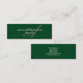 Carte De Visite Mini Monogramme moderne Forêt tendance Grey vert (Devant / Derrière)