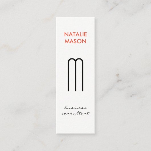 Carte De Visite Mini Monogramme moderne lisse et mince 2 (Devant)