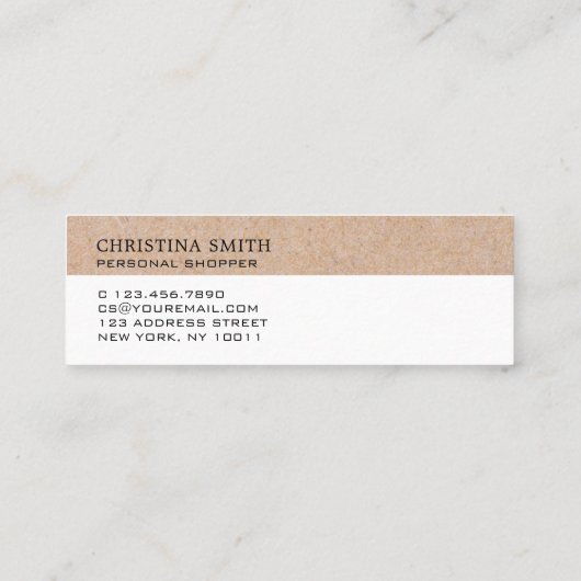 Carte De Visite Mini Monogramme moderne Monogramme Kraft-Imprimer Bed & (Dos)