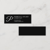 Carte De Visite Mini Monogramme noir et blanc élégant (Devant / Derrière)