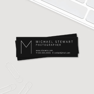 Carte De Visite Mini Monogramme noir et blanc minimaliste moderne