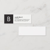 Carte De Visite Mini Monogramme noir et blanc professionnel (Devant / Derrière)