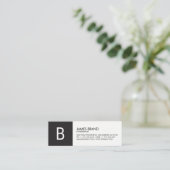 Carte De Visite Mini Monogramme noir et blanc professionnel (Debout devant)