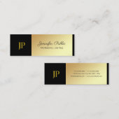 Carte De Visite Mini Monogramme Noir et or Plaine de luxe Créatif (Devant / Derrière)