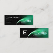 Carte De Visite Mini MONOGRAMME OISEAU LUMIÈRE Vibrant vert noir (Devant / Derrière)