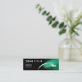 Carte De Visite Mini MONOGRAMME OISEAU LUMIÈRE Vibrant vert noir (Debout devant)