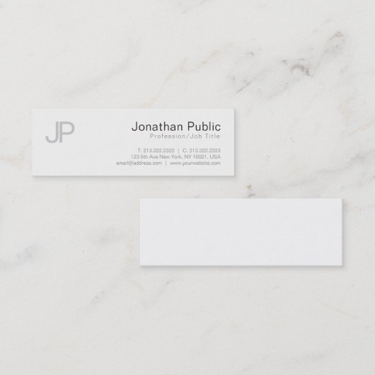 Carte De Visite Mini Monogramme Plain élégant design moderne élégant (Devant / Derrière)