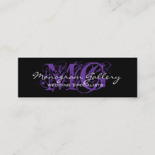 Carte De Visite Mini Monogramme pourpre noir personnalisable