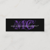 Carte De Visite Mini Monogramme pourpre noir personnalisable (Dos)