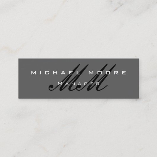 Carte De Visite Mini Monogramme professionnel Slim Grey (Devant)