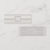 Carte De Visite Mini Monogramme rayures beiges (Devant / Derrière)