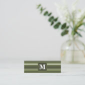 Carte De Visite Mini Monogramme rayures vert olive (Debout devant)