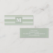 Carte De Visite Mini Monogramme rayures vert pâle (Devant / Derrière)