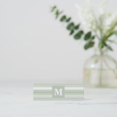 Carte De Visite Mini Monogramme rayures vert pâle (Debout devant)
