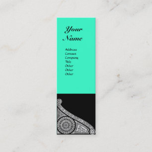 Carte De Visite Mini MONOGRAMME RENAISSANCE 3 bleu vert