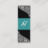 Carte De Visite Mini MONOGRAMME RENAISSANCE 3 bleu vert (Dos)