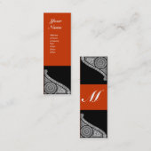 Carte De Visite Mini MONOGRAMME RENAISSANCE 3 orange rouge (Devant / Derrière)