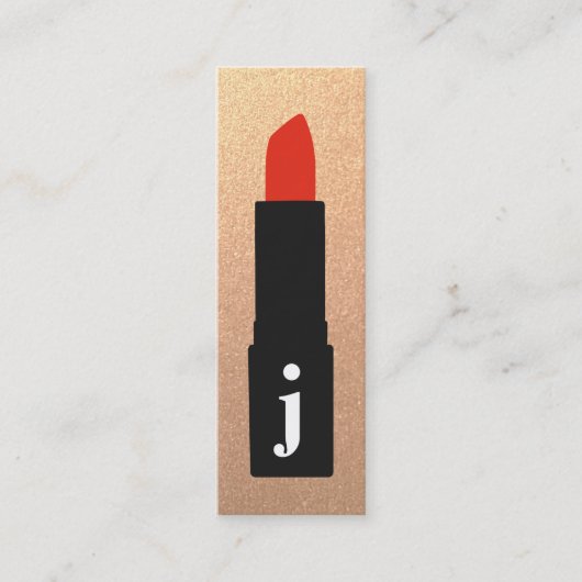 Carte De Visite Mini Monogramme rose or maquillage de beauté Artiste bâ (Devant)