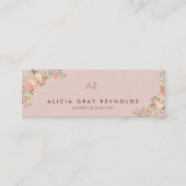 Carte De Visite Mini Monogramme rose vif Élégant Wedding planner floral (Devant)