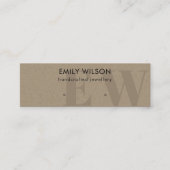 Carte De Visite Mini Monogramme Rustique Kraft Écran à oreille (Devant)