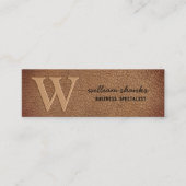 Carte De Visite Mini Monogramme rustique noir script brun cuir (Devant)