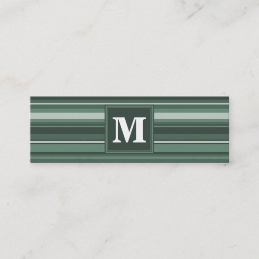 Carte De Visite Mini Monogramme sauge bandes vertes (Devant)