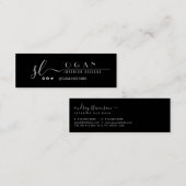 Carte De Visite Mini Monogramme simple professionnel noir et blanc (Devant / Derrière)
