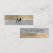 Carte De Visite Mini Monogramme Sophistiqué Sepia Gris Blocs de couleur (Devant / Derrière)