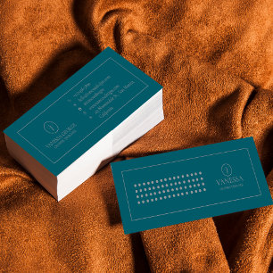 Carte De Visite Mini Monogramme vert personnalisé Mini moderne