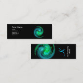 Carte De Visite Mini MONOGRAMME VORTEX CLAIR Vibrant noir bleu vert (Devant / Derrière)