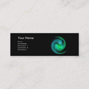 Carte De Visite Mini MONOGRAMME VORTEX CLAIR Vibrant noir bleu vert