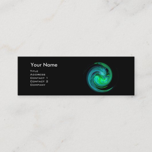 Carte De Visite Mini MONOGRAMME VORTEX CLAIR Vibrant noir bleu vert (Devant)