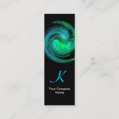 Carte De Visite Mini MONOGRAMME VORTEX CLAIR Vibrant noir bleu vert (Dos)