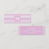 Carte De Visite Mini Monogrammes à rayures roses pour bébé (Devant / Derrière)