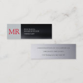 Carte De Visite Mini Monographie maigre gris rouge moderne (Devant / Derrière)