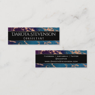 Carte De Visite Mini Moody Marble   Luxe Deep Purple Turquoise Gold Bra