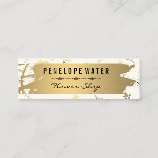 Carte De Visite Mini Motif à fleurs sans couture brossé or (Devant)